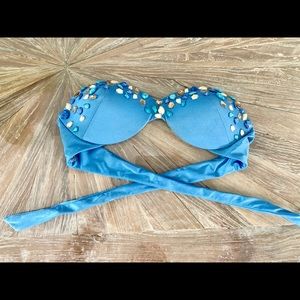 Blue Beaded Victoria’s Secret Bandeau Top